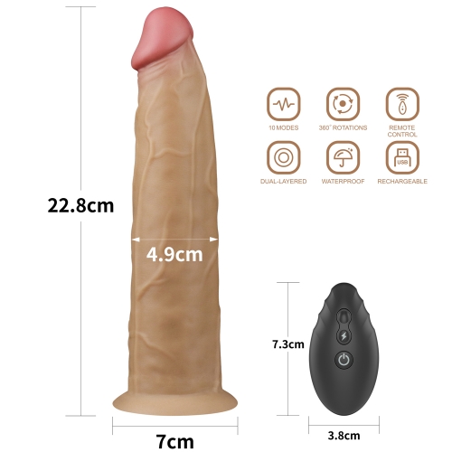  Phân phối Dương Vật Giả Dán Tường Silicon Thiết Kế 2 Da Mềm Mịn - Rung - Ngoáy - Điều Khiển Từ Xa Lovetoy Rota loại tốt