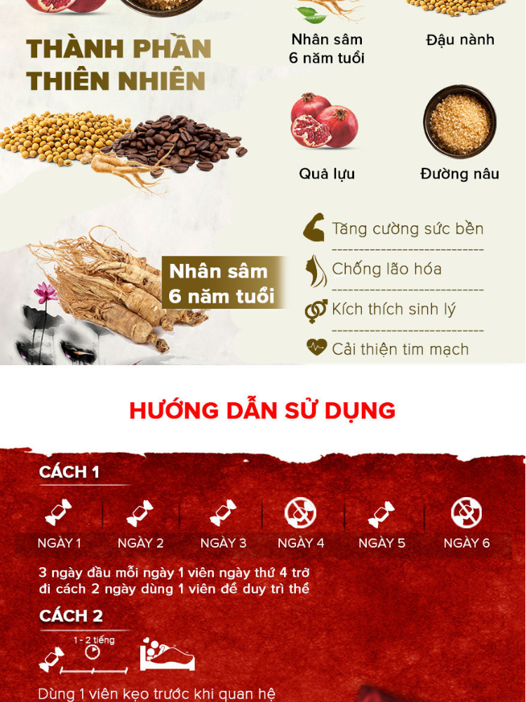 Kẹo sâm Hamer Mỹ chính hãng ông ngậm bà khen thuốc cường dương mạnh